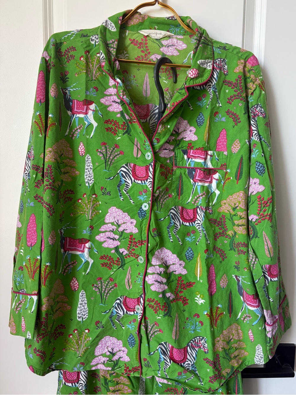 Printfresh Antelope’s Forest in Emerald 100% Organic Cotton Pajama Set, Large